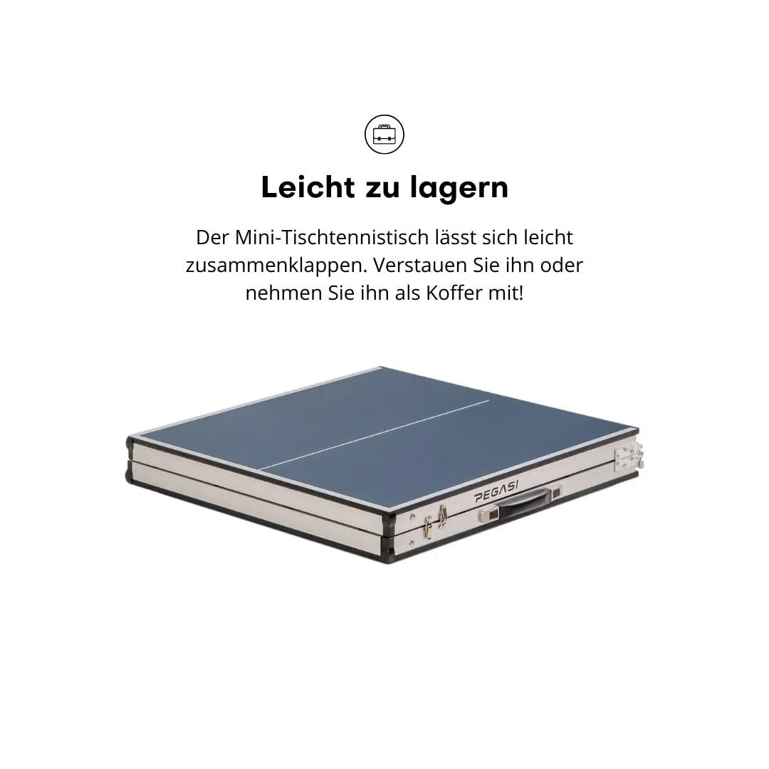 Pegasi Mini Tischtennisplatte - Tischtennis - Indoor Spiele - Tischtennisplatte - Faltbare Tischtennistisch - Table Tennis Table Indoor - Blau