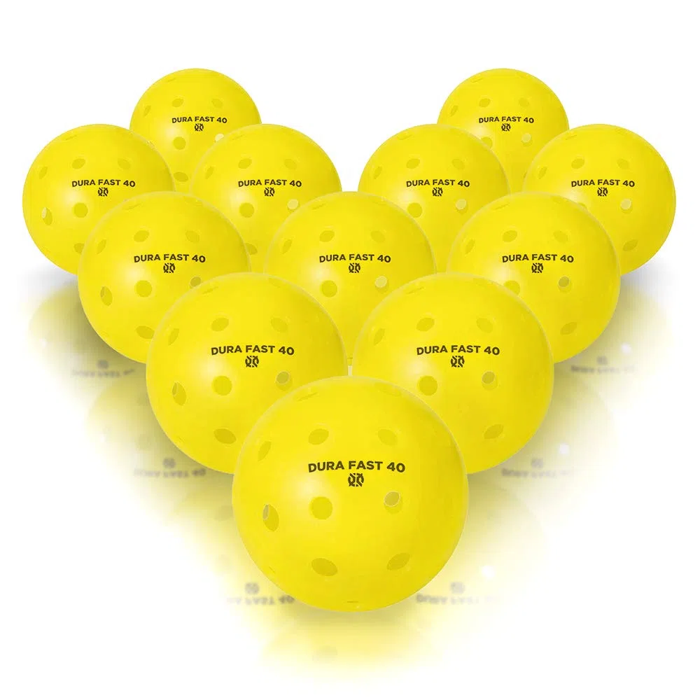 Dura Fast 40 Pickleball-Bälle, Outdoor-Pickleball-Bälle, Neonfarben oder Gelb, USAPA-genehmigt und genehmigt für Turnierspiele, professionelle Leistung, Gelb, 24 Stück