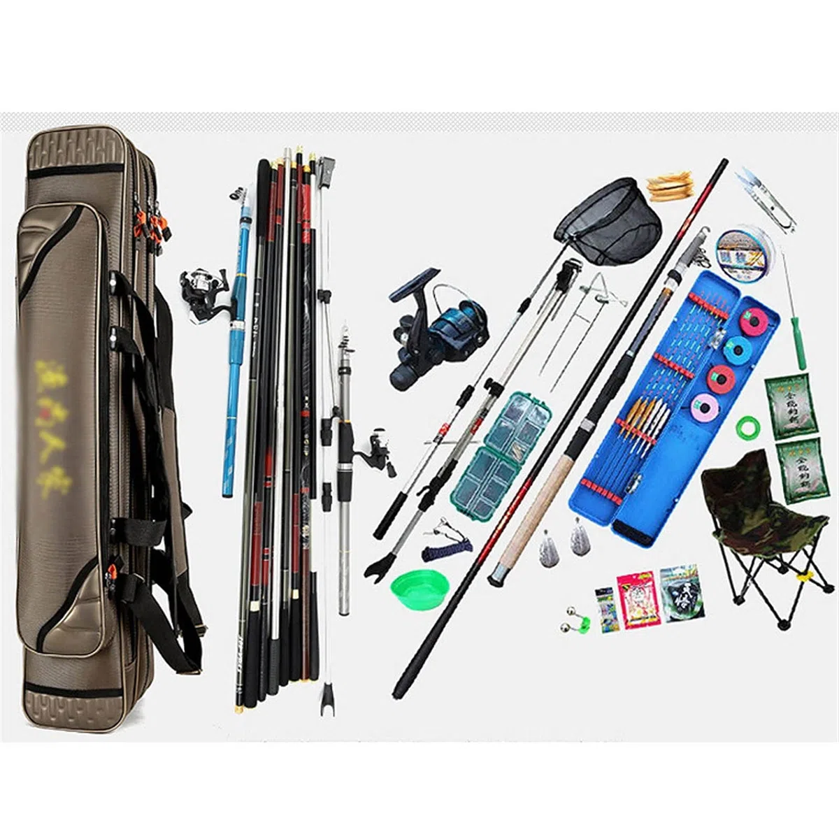 caihuashopping Angeltasche 3- Schicht Angelbeutel Große Kapazität Tragbare Fischpol- Werkzeuge Aufbewahrungstasche Tackle Getriebe Taschen Schulterhandtasche Outdoor Sport Angelrutenkoffer