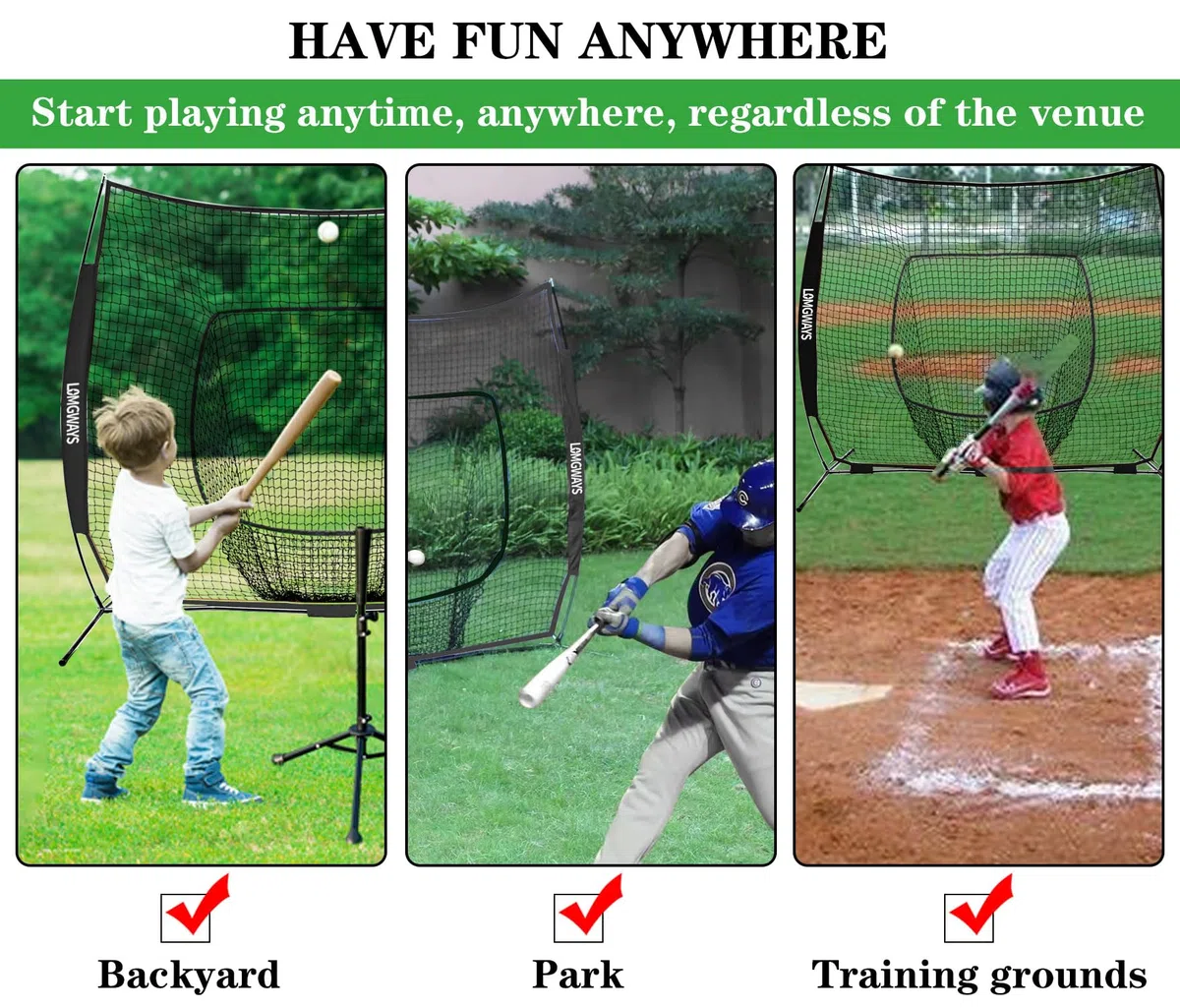 Baseball-Softballnetz mit Stahlrahmen zum Schlagen, Schlagen, Pitching, tragbares Baseball-Schlagnetz mit Tragetasche, ideal für alle Niveaus, 2,1 x 2,1 m