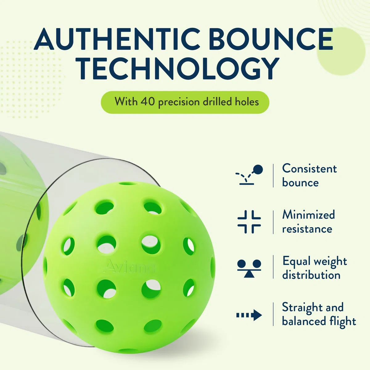 Aviana Outdoor Pickleball-Bälle – USAPA-zugelassen für Turnierspiele, langlebiges 40-Loch-Design, ideal für alle Schwierigkeitsstufen, 6, 12 und 48 Packungen