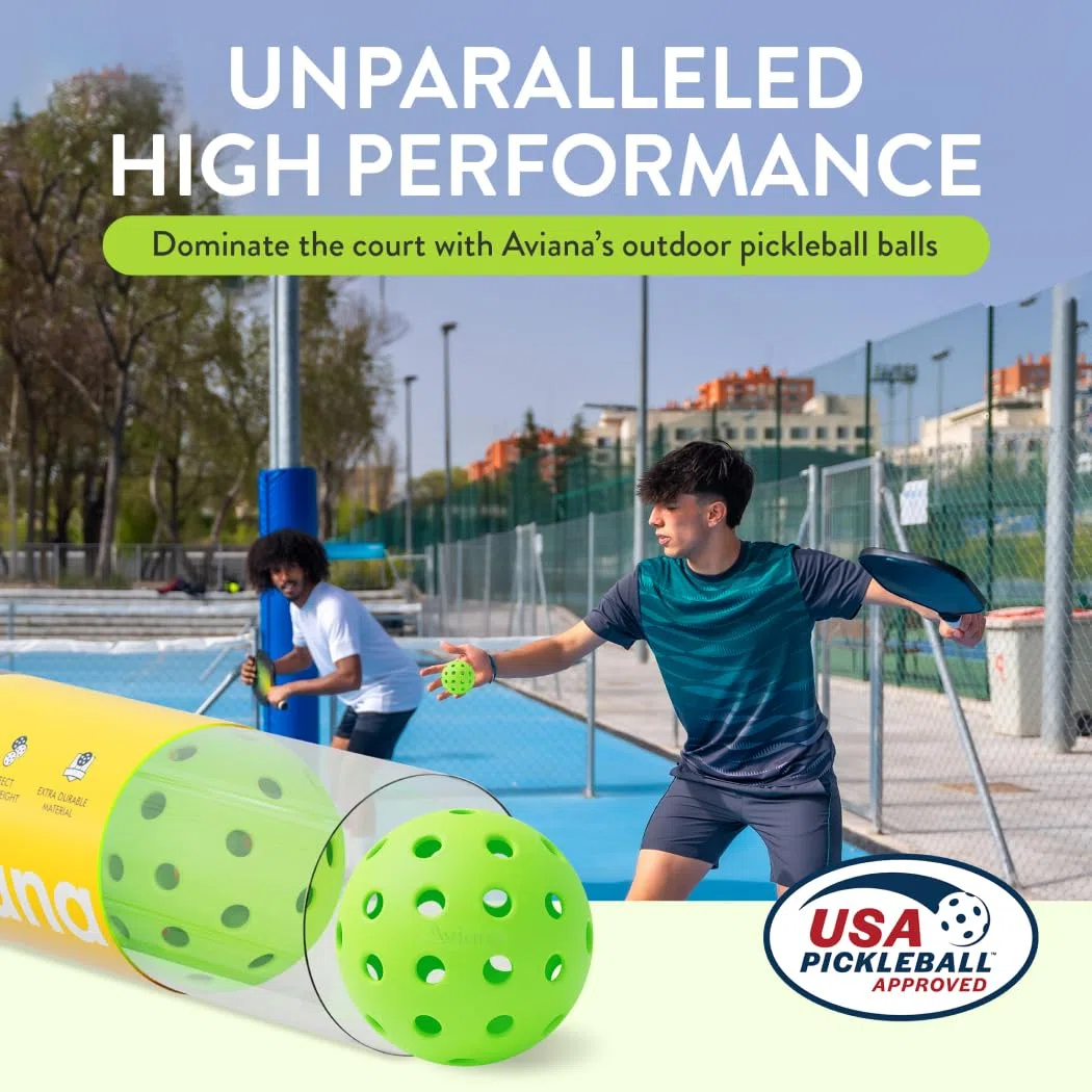 Aviana Outdoor Pickleball-Bälle – USAPA-zugelassen für Turnierspiele, langlebiges 40-Loch-Design, ideal für alle Schwierigkeitsstufen, 6, 12 und 48 Packungen
