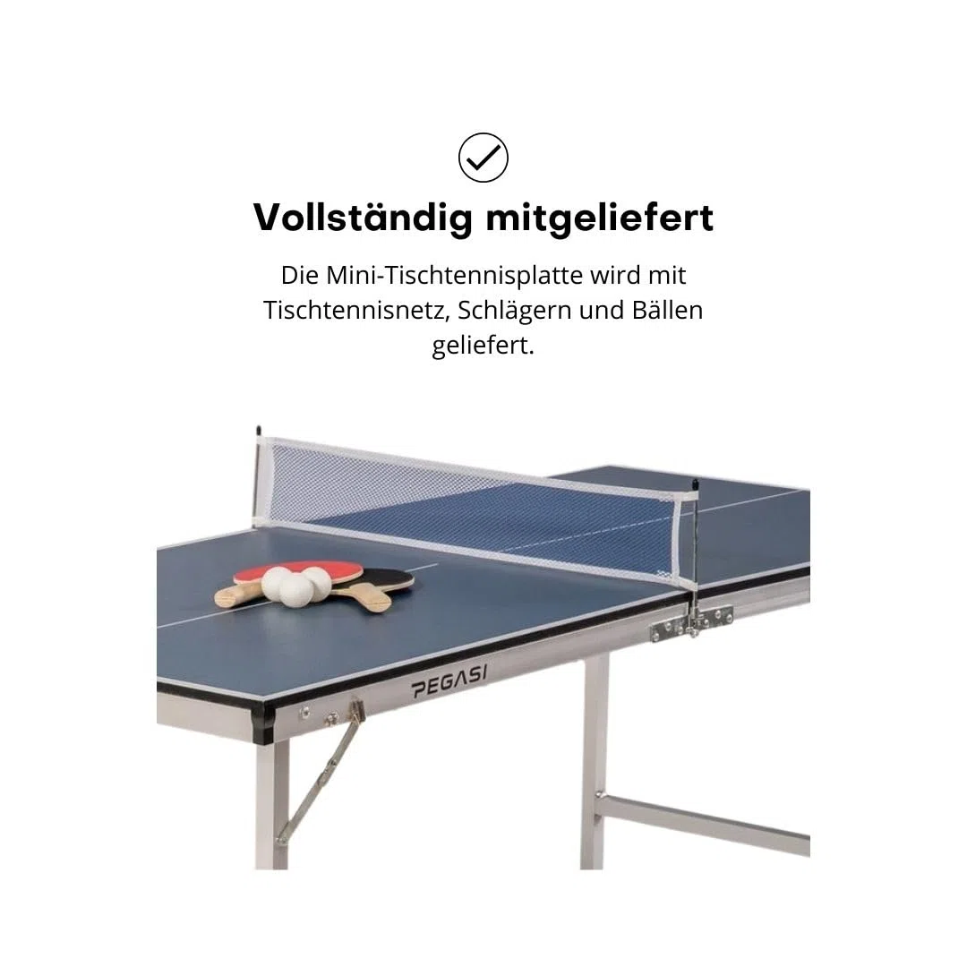 Pegasi Mini Tischtennisplatte - Tischtennis - Indoor Spiele - Tischtennisplatte - Faltbare Tischtennistisch - Table Tennis Table Indoor - Blau