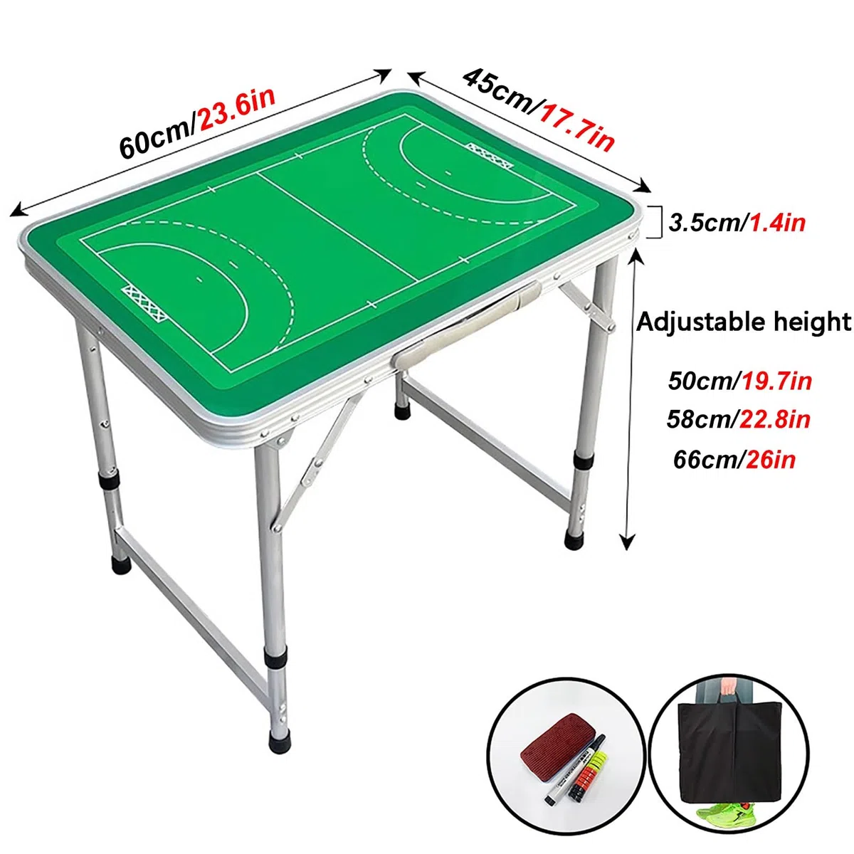 23,6 Zoll X 17,7 Zoll Faltbares Mappe Handball Coaches-Board, Taktiktafel Handball, mit Aufbewahrungstasche, Leicht zu Transportieren, für Strategische Anleitungen