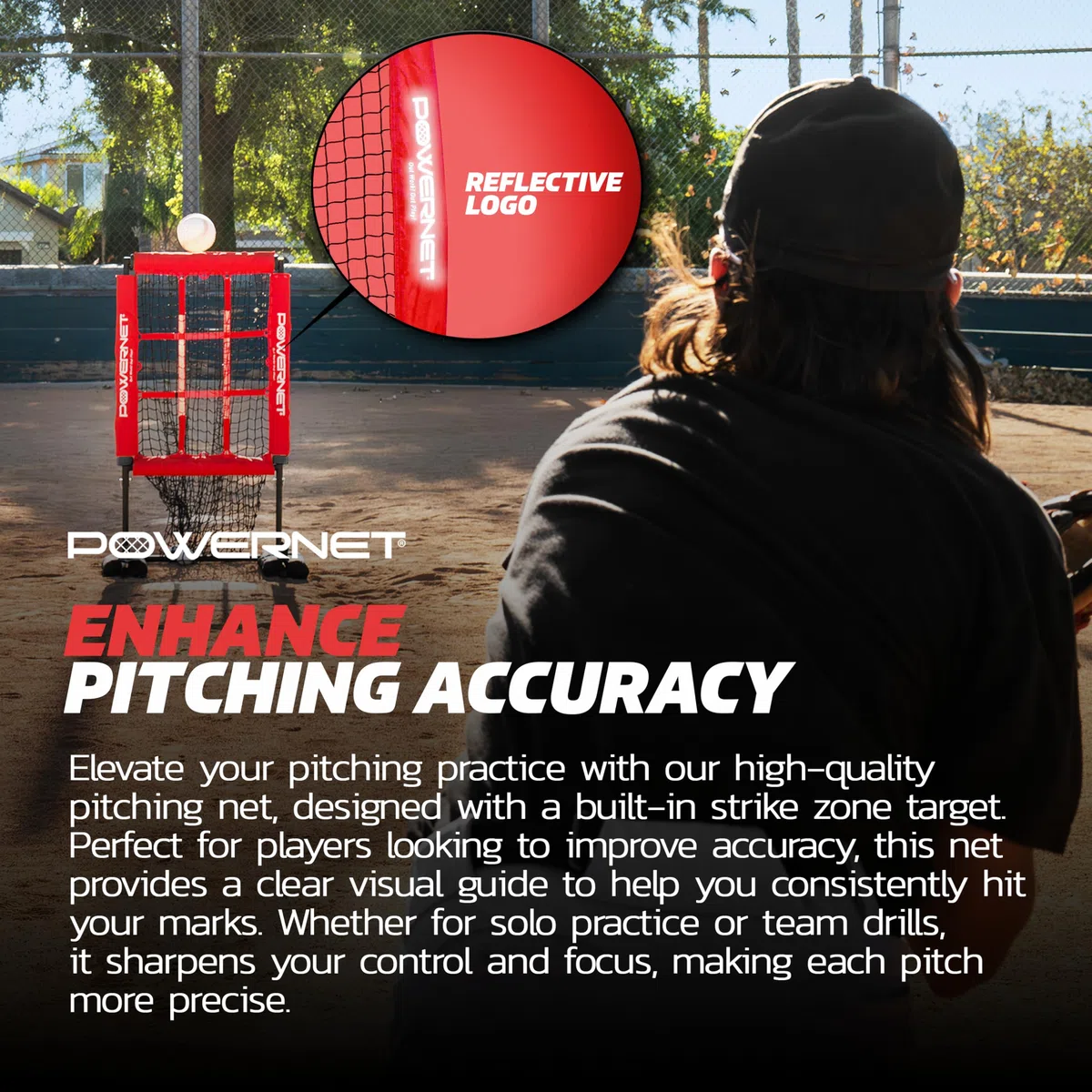 PowerNet Pitching Zone Pro Strike Zone Softball & Baseball Net, Portable Pitching Net with Targets, Includes Sandbags & Carry Bag