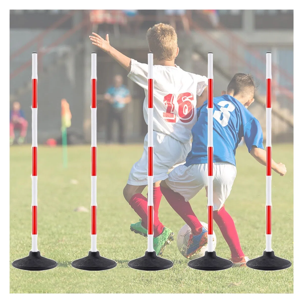 YXXSDP Fußball Slalomstangen Fußball-Bewegungsstangen 5 Sätze, Trainer-Stöcke Sport-Training-Geschwindigkeitsstangen Slalom-Stangen, Für Turf Schule Spielplatz (Size : 1.5m/59.1inch)