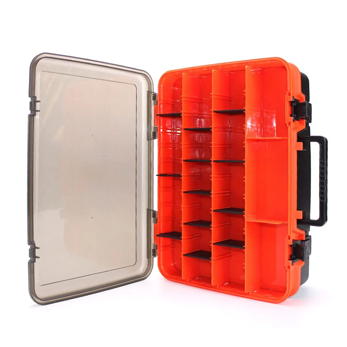 Angelzubehör Tragbare Angelwerkzeugkasten Zubehör Köderspeicher Fischereiköder Box Organizer doppelseitig Verdickter Box Angeln Zubehör Kleinteilebox (Color : Rood)