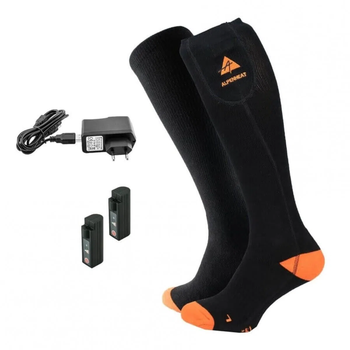 ALPENHEAT Beheizte Socken Fire, Schwarz/Orange, 42-45, AJ26-L