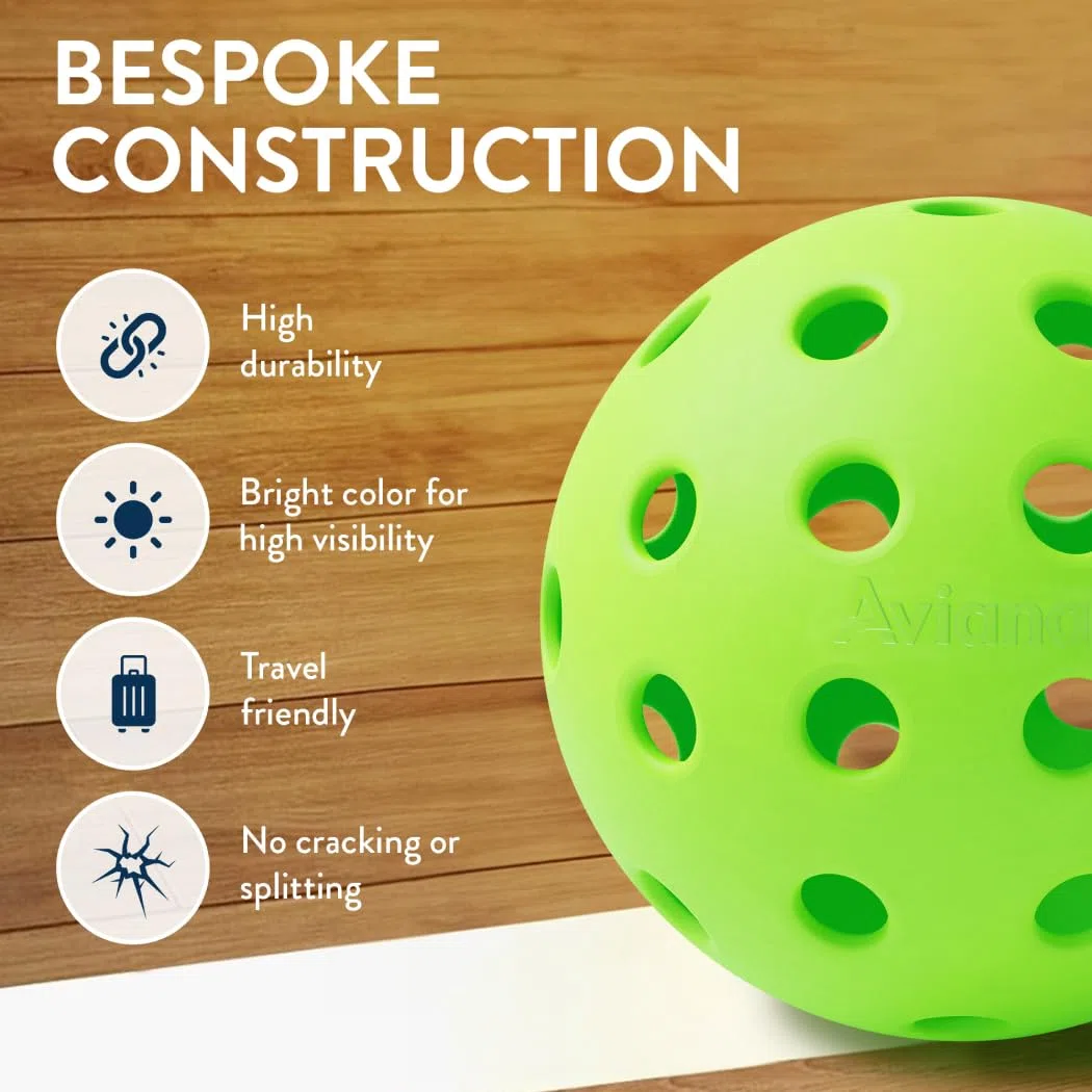 Aviana Outdoor Pickleball-Bälle – USAPA-zugelassen für Turnierspiele, langlebiges 40-Loch-Design, ideal für alle Schwierigkeitsstufen, 6, 12 und 48 Packungen