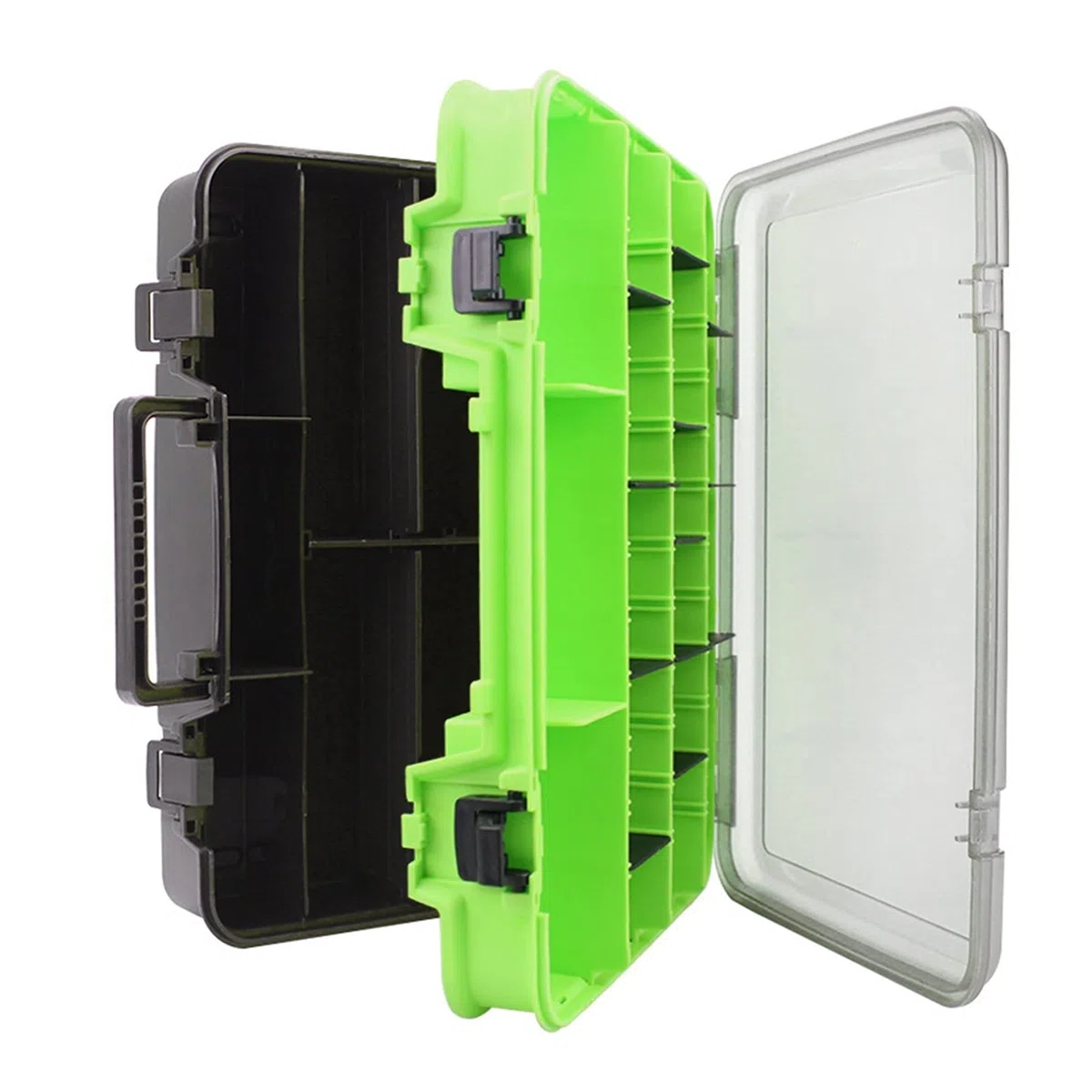 Angelzubehör Tragbare Angelwerkzeugkasten Zubehör Köderspeicher Fischereiköder Box Organizer doppelseitig Verdickter Box Angeln Zubehör Kleinteilebox (Color : Groen)