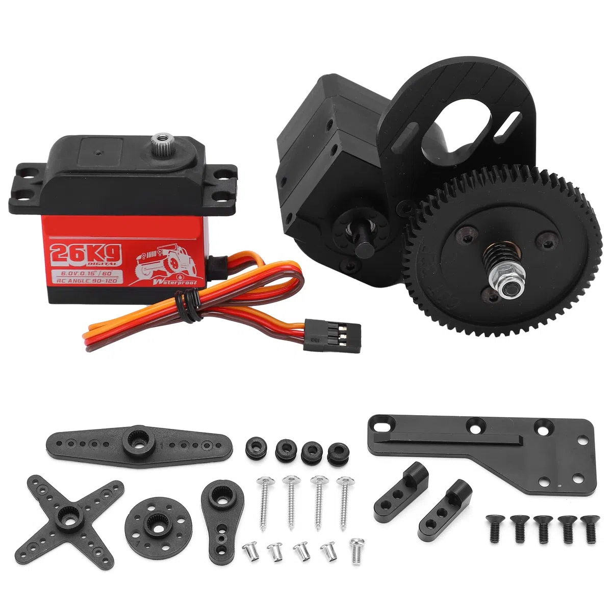 Hoch- und niedriger Zweigeschwindigkeitsgetriebe und großes Drehmoment digitaler Servo -Set für Axial Wraith SCX10 90046