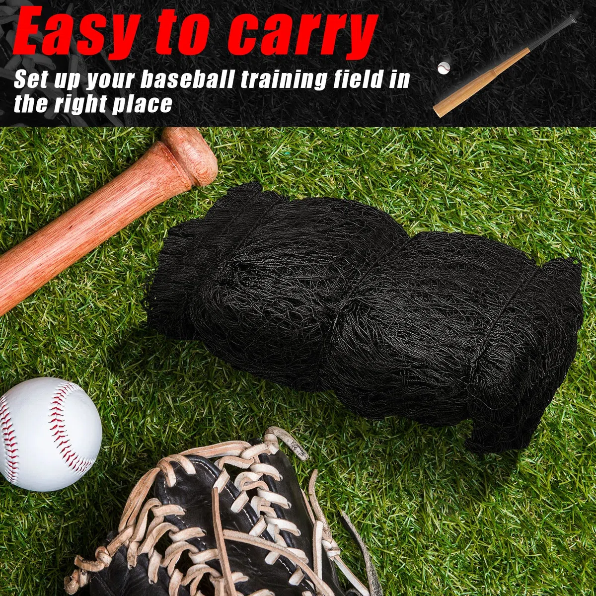 Syhood Baseball-Schlagkäfignetz, strapazierfähig, Cricket-Softball-Schlagübungsnetz, tragbarer Pitching-Käfig, Training, Sport, Barriere-Netz, Bildschirm für Hinterhof, Outdoor (Rahmen Nicht im
