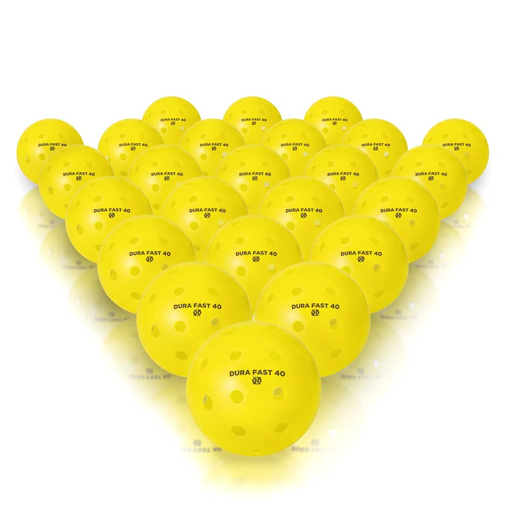 Dura Fast 40 Pickleball-Bälle, Outdoor-Pickleball-Bälle, Neonfarben oder Gelb, USAPA-genehmigt und genehmigt für Turnierspiele, professionelle Leistung, Gelb, 24 Stück