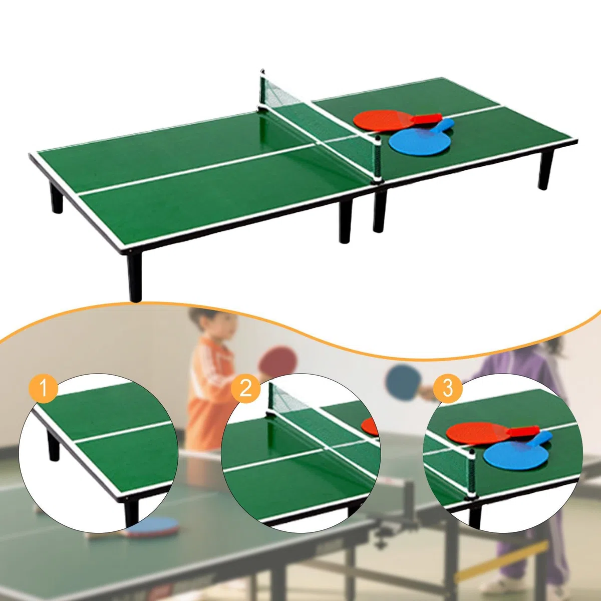 Mini Tischtennisplatte, Abnehmbar, Tragbar, Kompakt, für Kinder, Drinnen Und Draußen