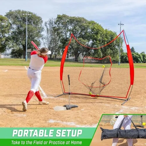 Tragbares Baseball-Pitching-Netz mit Tragetasche, stabiles Trainingsgerät für Jugendübungen und Spiele