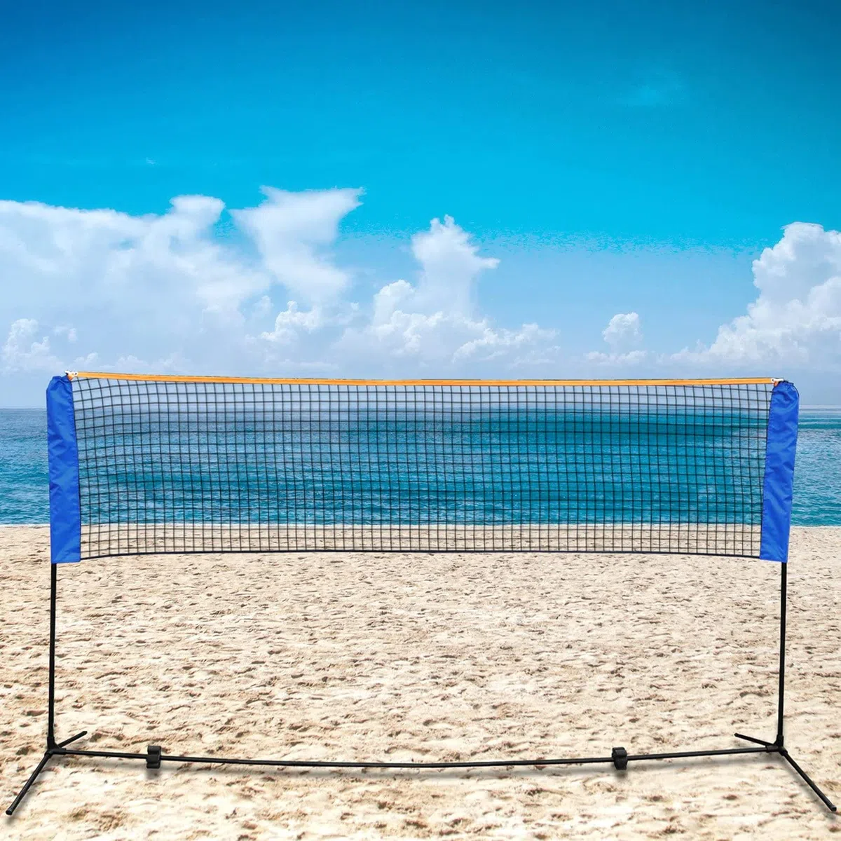 Praktisches Badmintonnetz, Volleyball-, Fußball- und Tennisnetz-Set für Kinder, mit Stahlrahmenhalterung, freistehend und mit Tragetasche, geeignet für Innen- und Außenplätze, Bänke, Laufstege, Fitn