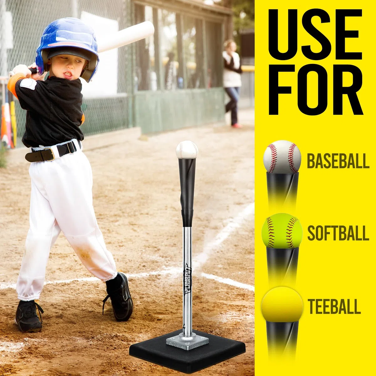 PLAYAPUT Tragbares Schlag-T-Shirt für Baseball/Softball, Höhenverstellung von 63,5–94 cm, einfacher Transport, Premium-Baseball-T-Shirt mit Gummi-Oberseite, robuste Basis, für Kinder/Jugendliche